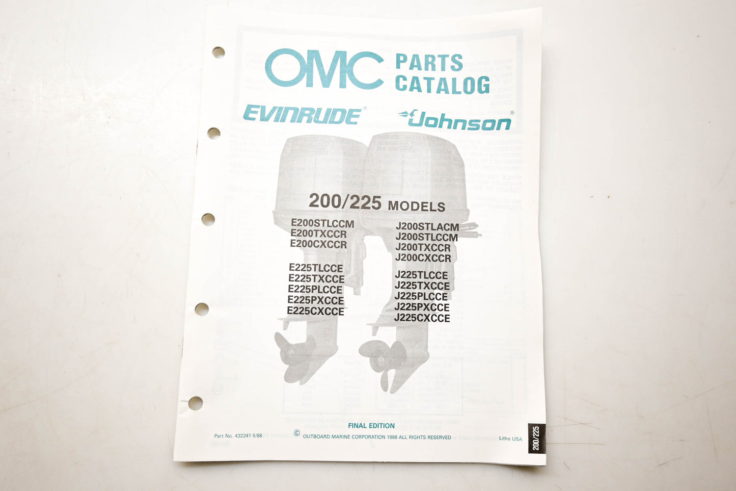 OMC 432241 Parts Catalog 220/225 Models