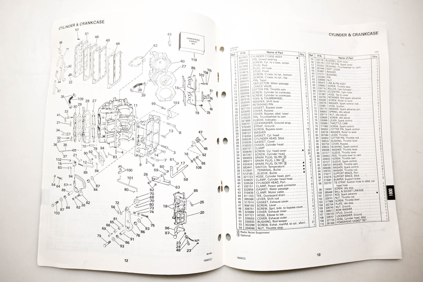 OMC 432231 Parts Catalog 1600 CC Commercial Models