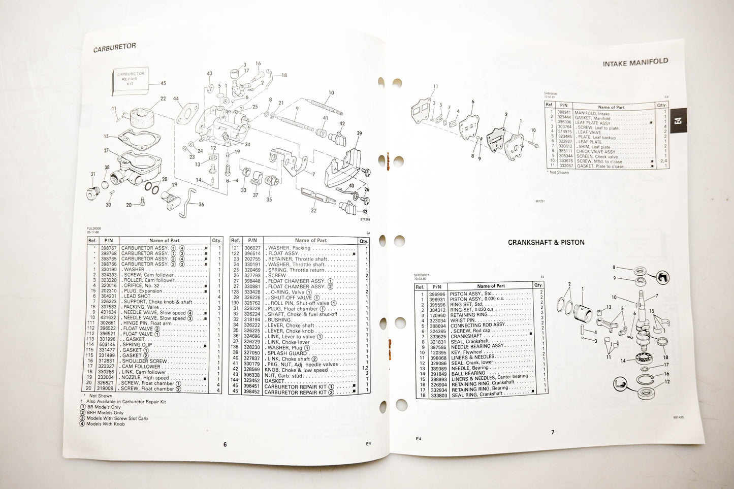 OMC 432207 Parts Catalog 4 Models