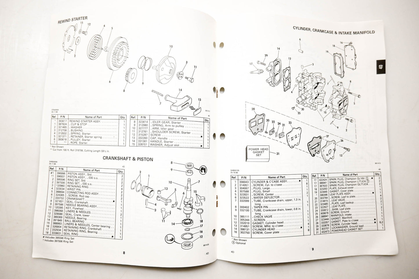 OMC 432208 Parts Catalog 4 Models