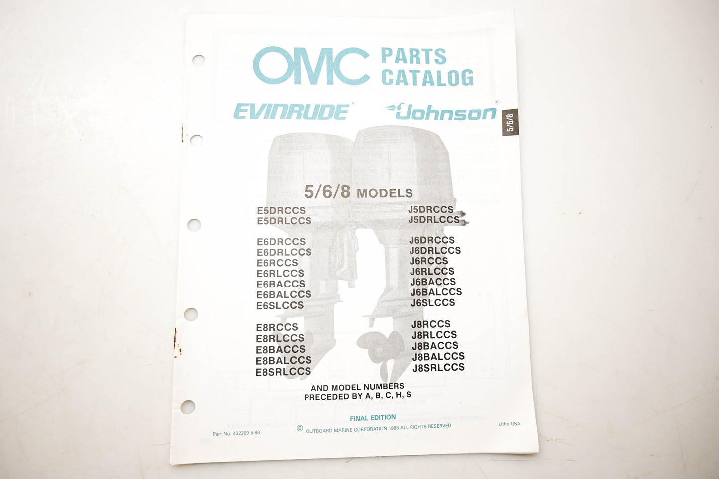 OMC 432209 Parts Catalog 5/6/8 Models