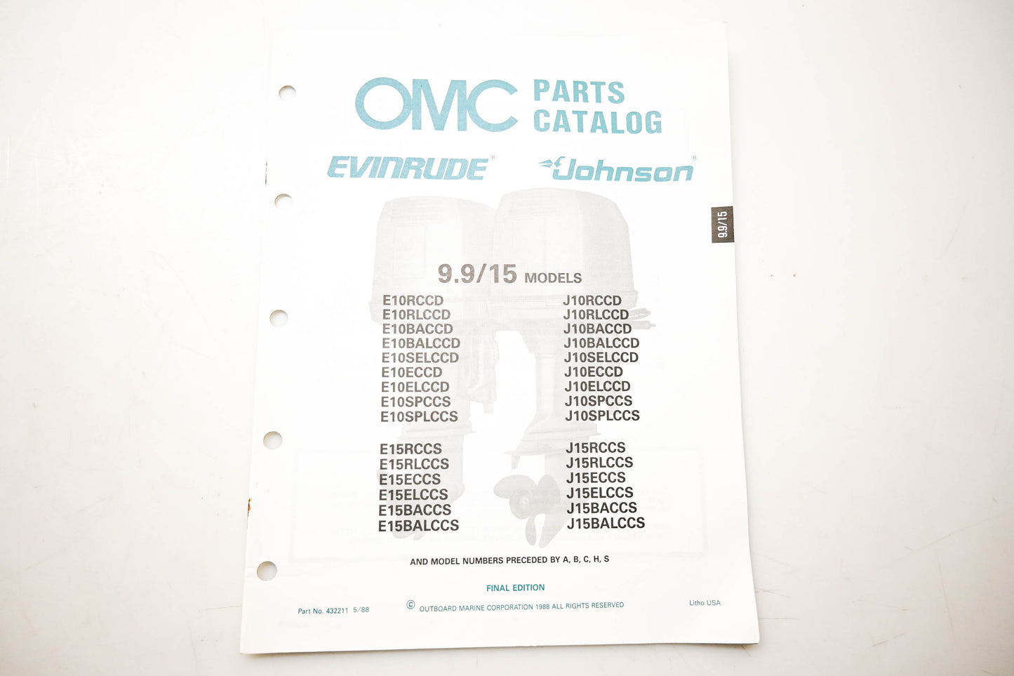 OMC 432211 Parts Catalog 9.9/15 Models