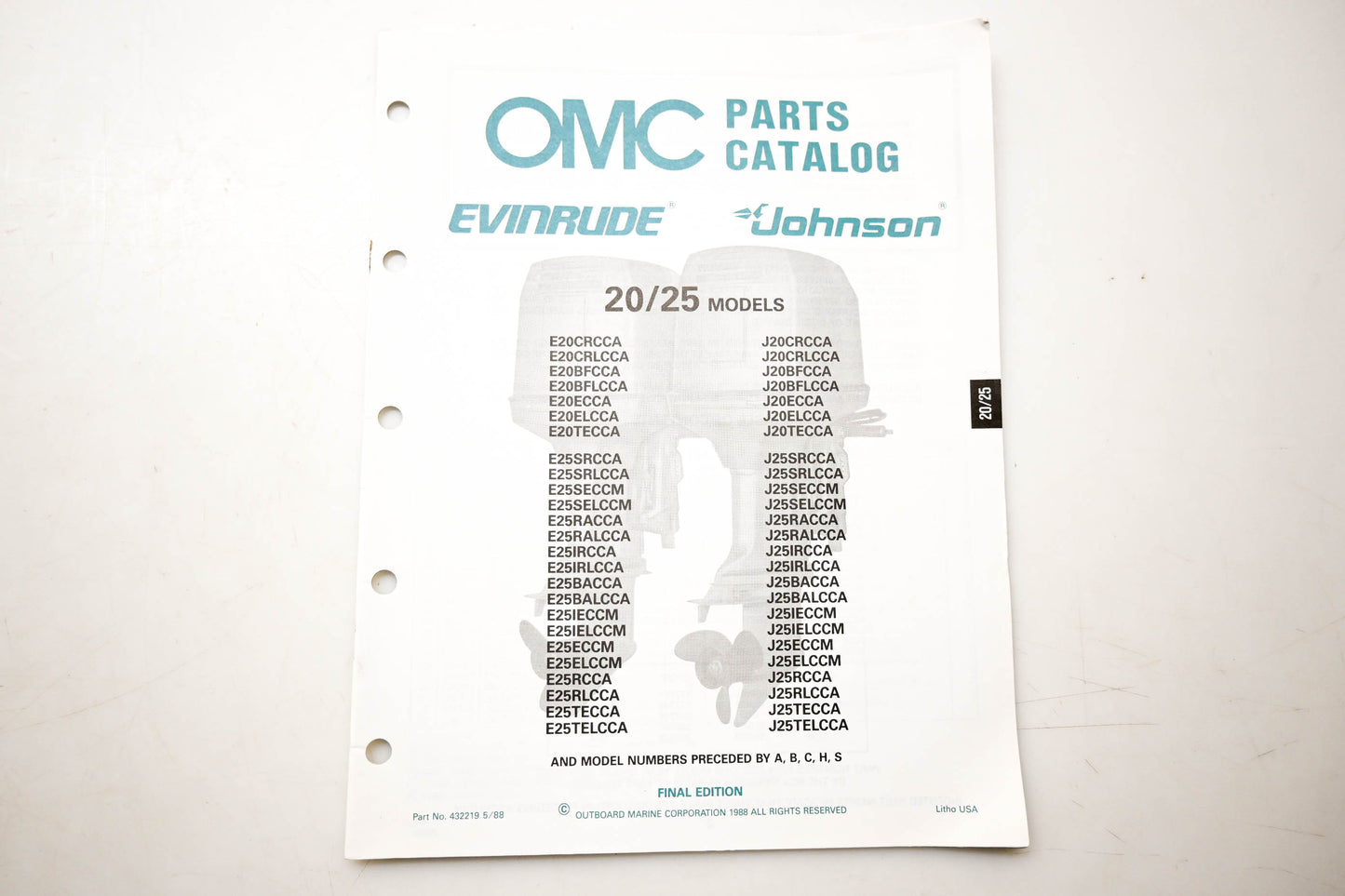 OMC 432219 Parts Catalog 20/25 Models