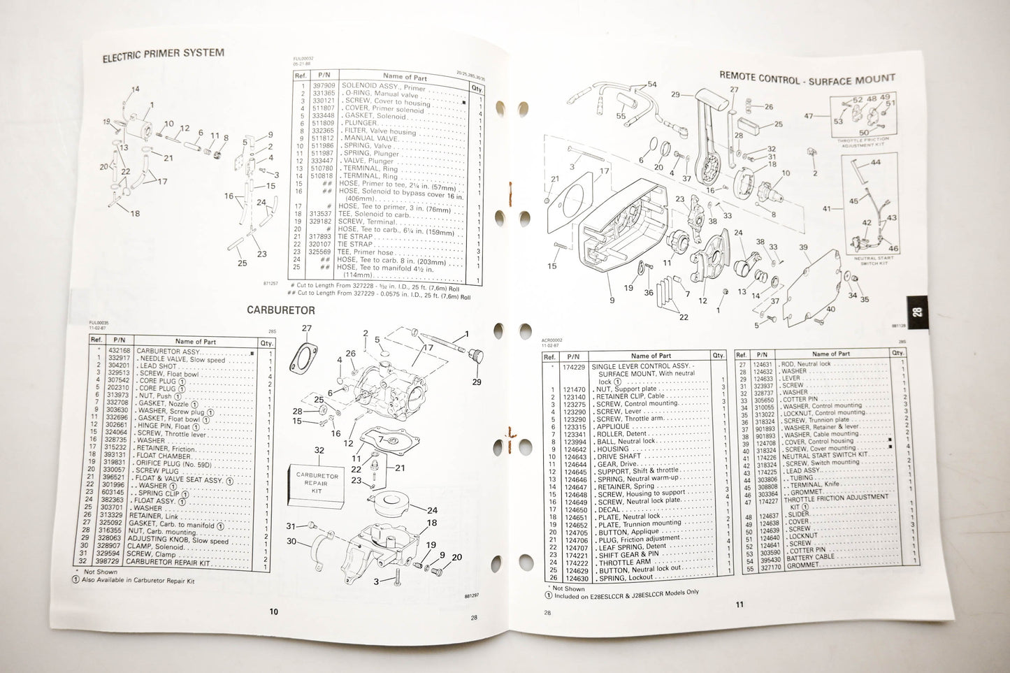 OMC 432218 Parts Catalog 28 Models