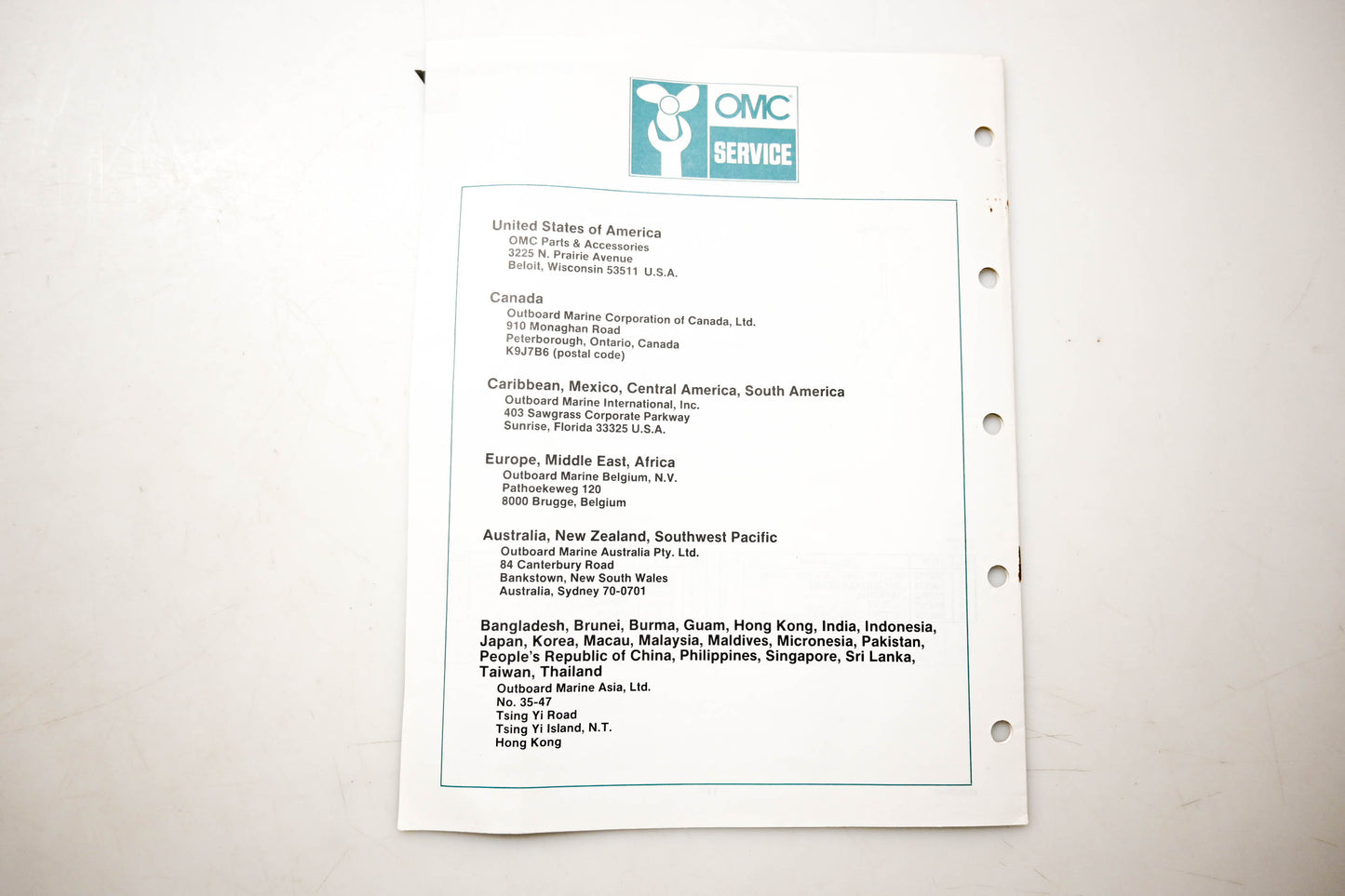 OMC 432204 Parts Catalog Electric Outboards