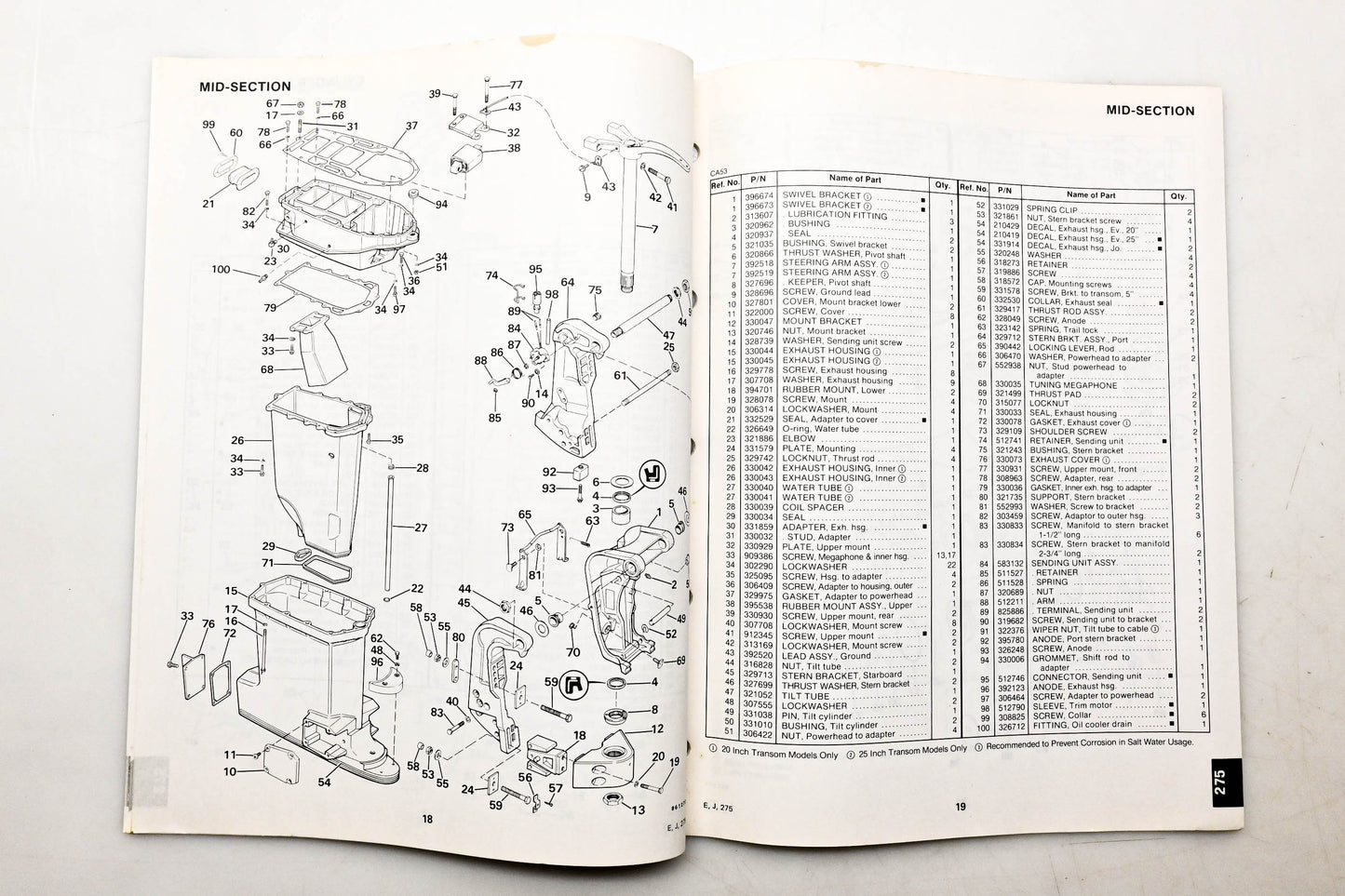 OMC 397302 Parts Catalog 275 Models