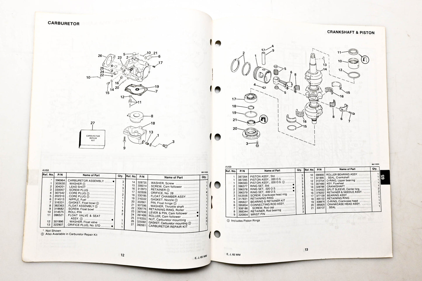OMC 397292 Parts Catalog 65 Models