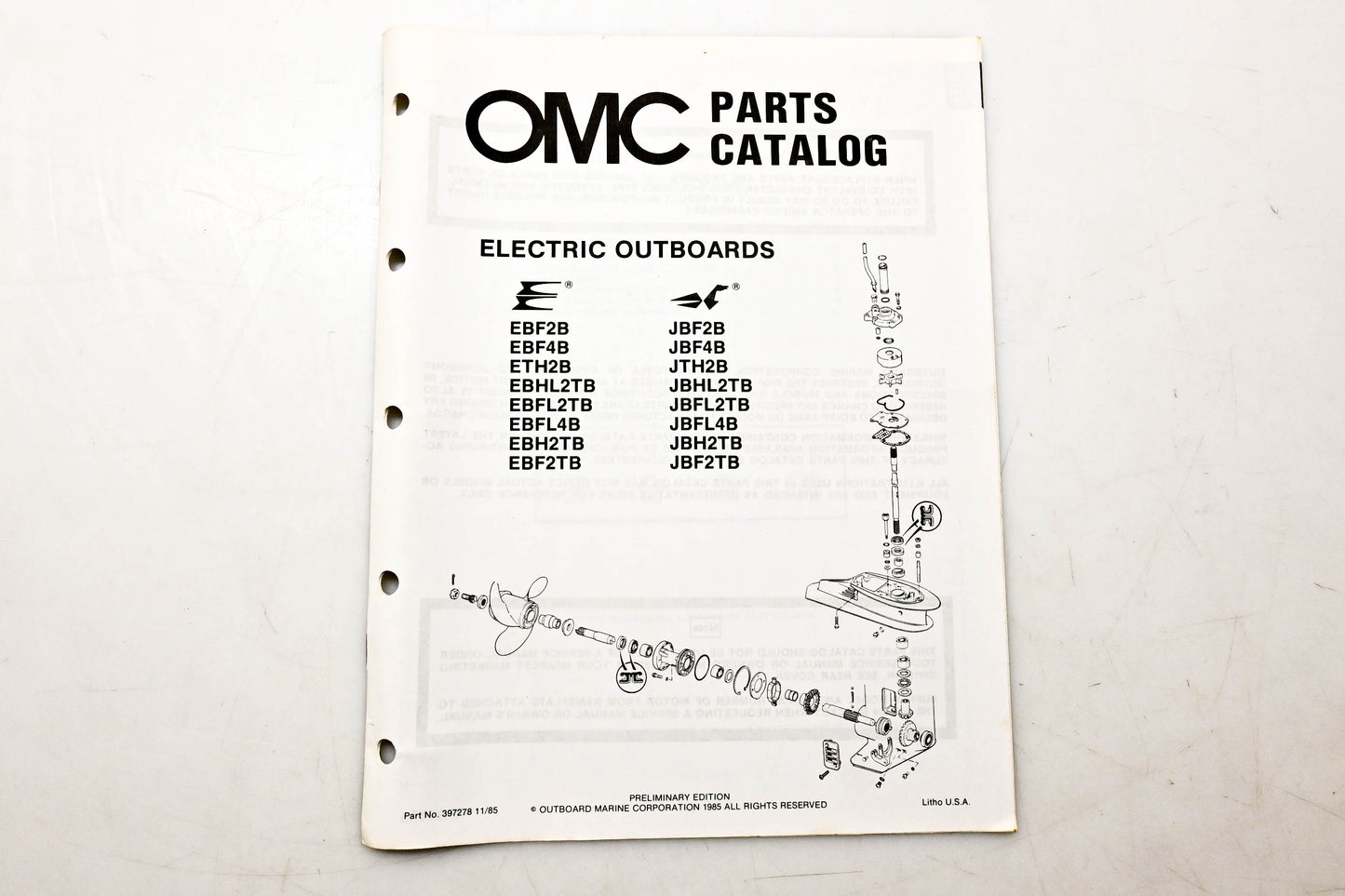 OMC 397278 Parts Catalog Electric Outboards