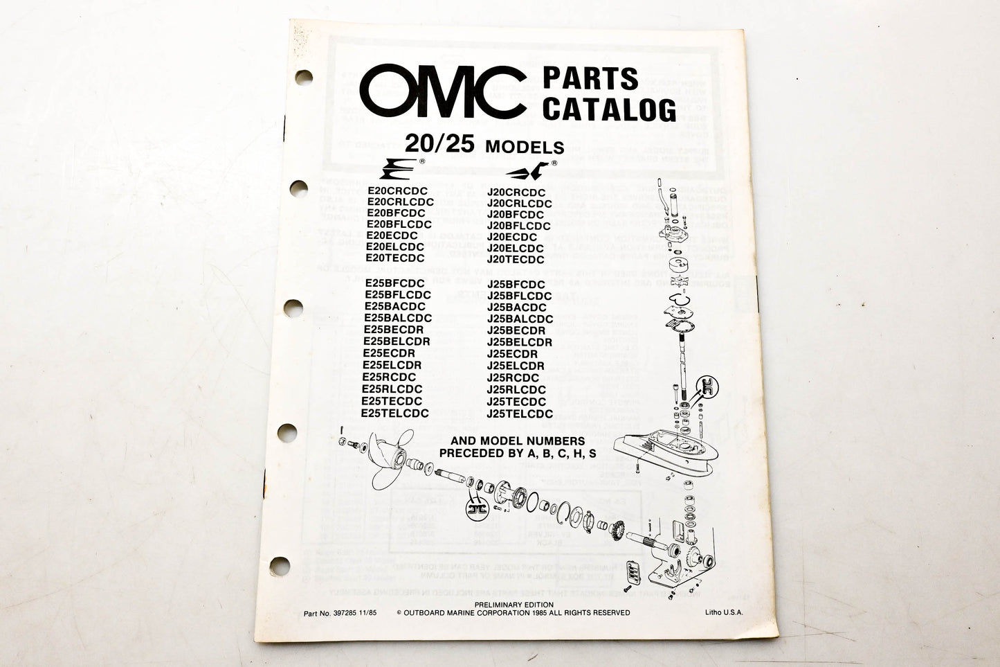 OMC 397285 Parts Catalog 20/25 Models