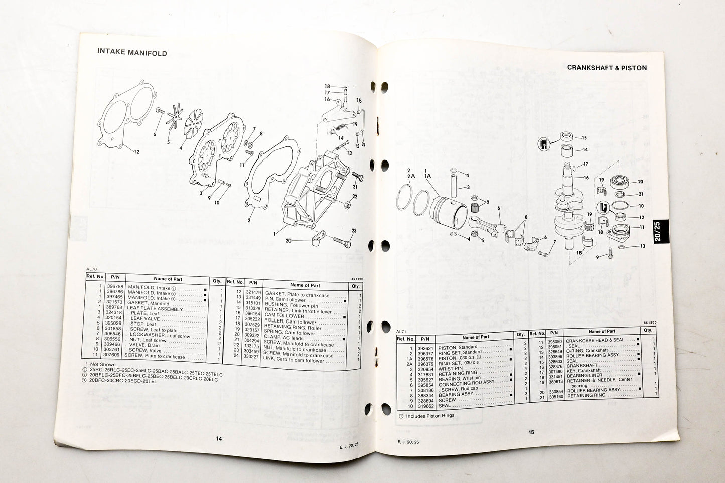 OMC 397285 Parts Catalog 20/25 Models