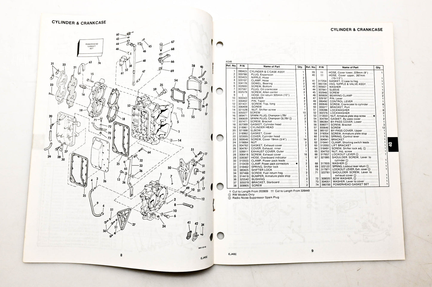 OMC 397288 Parts Catalog 40 Models