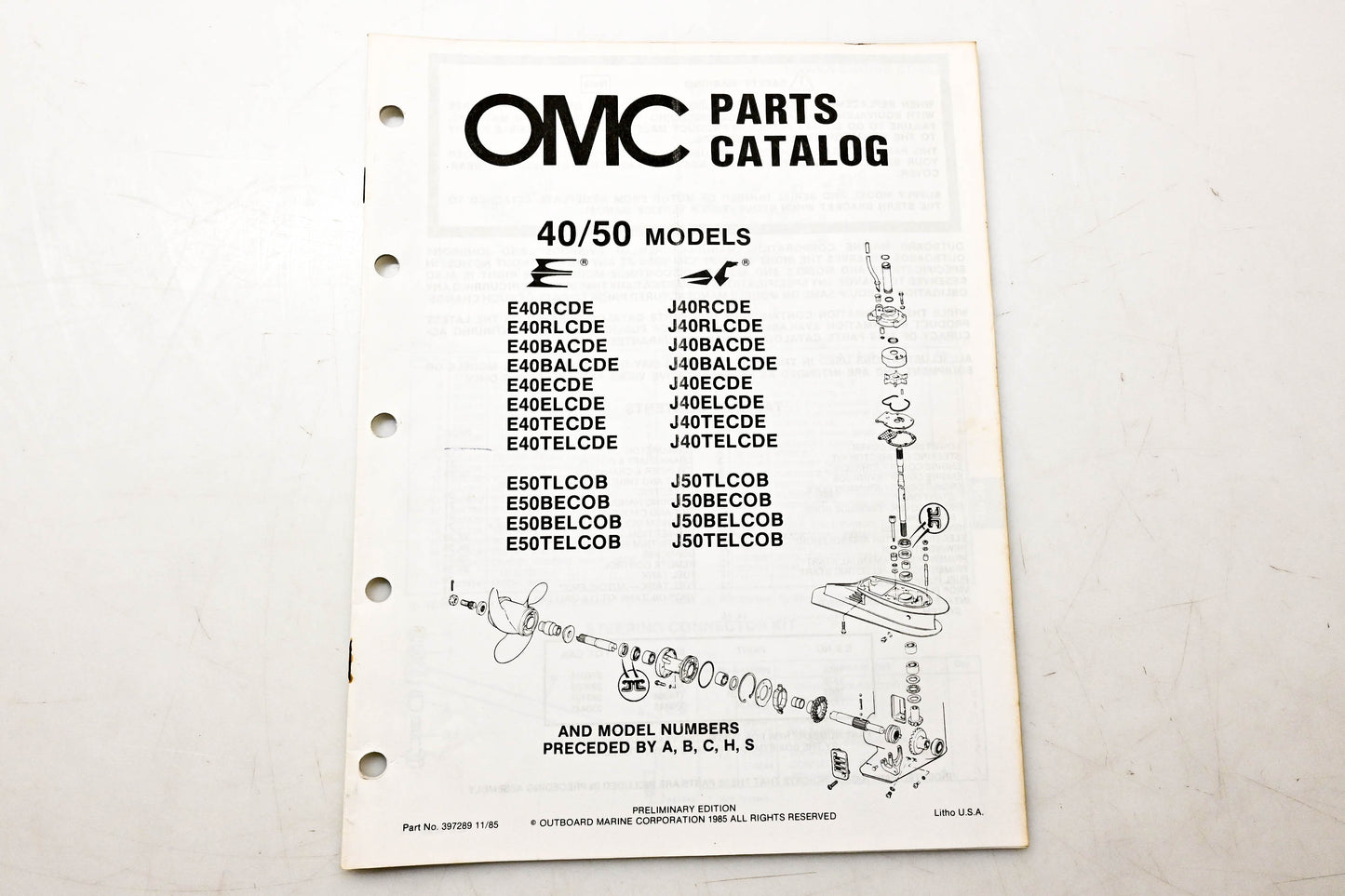 OMC 397289 Parts Catalog 40/50 Models