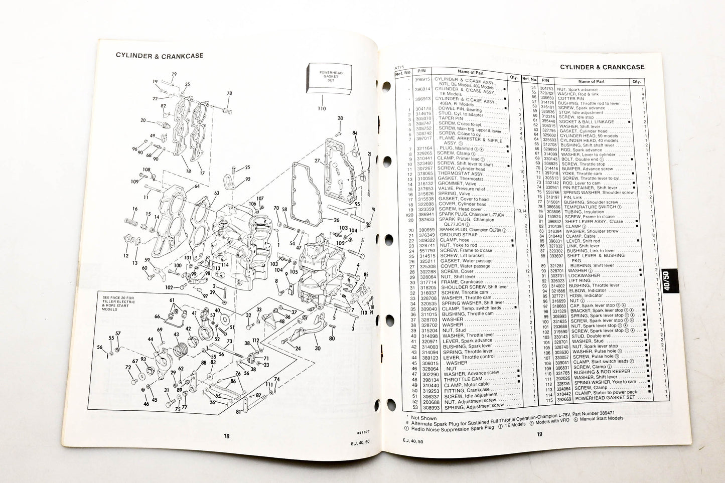 OMC 397289 Parts Catalog 40/50 Models