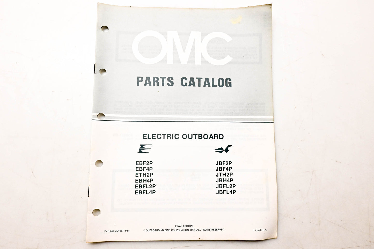 OMC 394667 Parts Catalog Electric Outboard