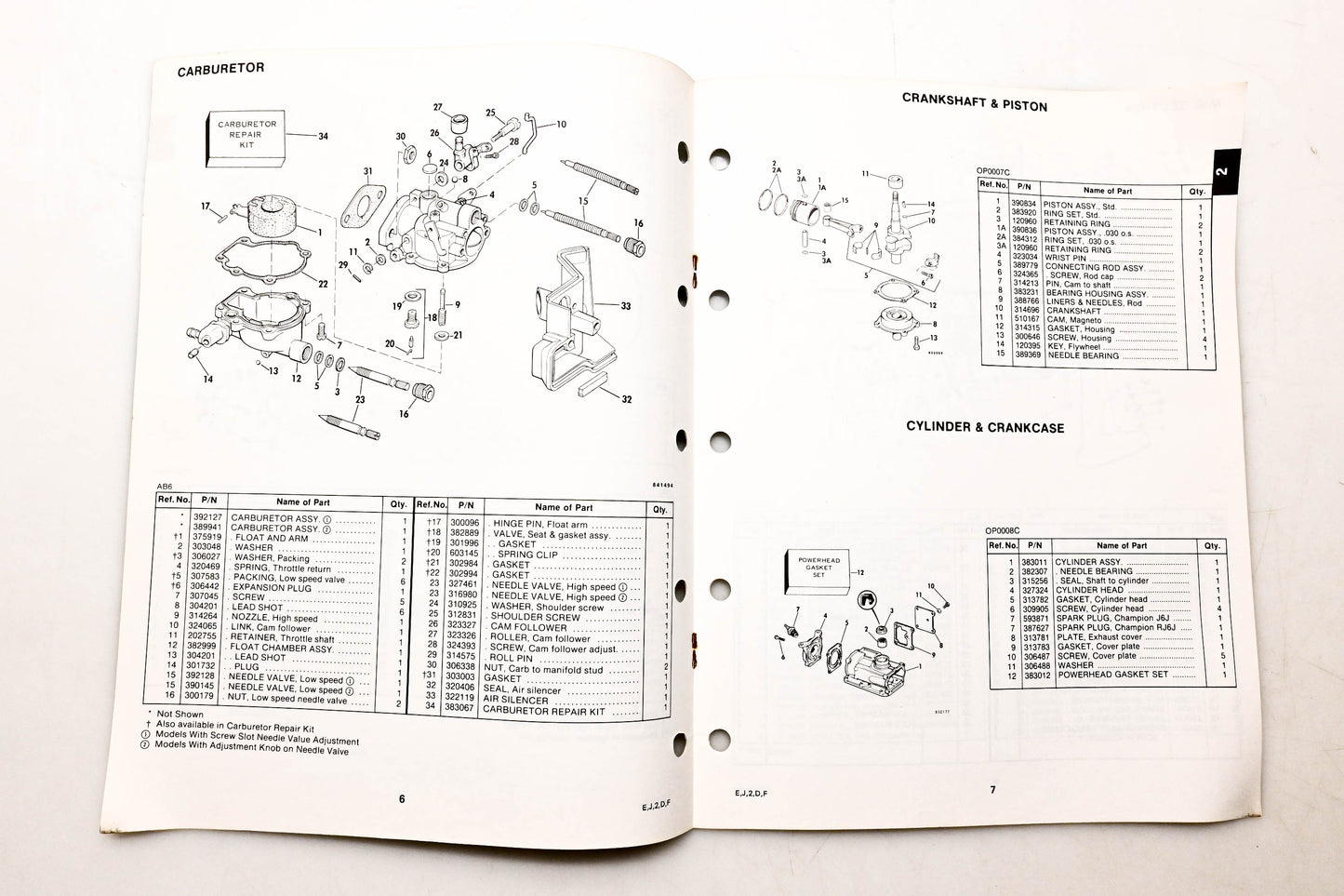 OMC 394668 Parts Catalog 2 Models