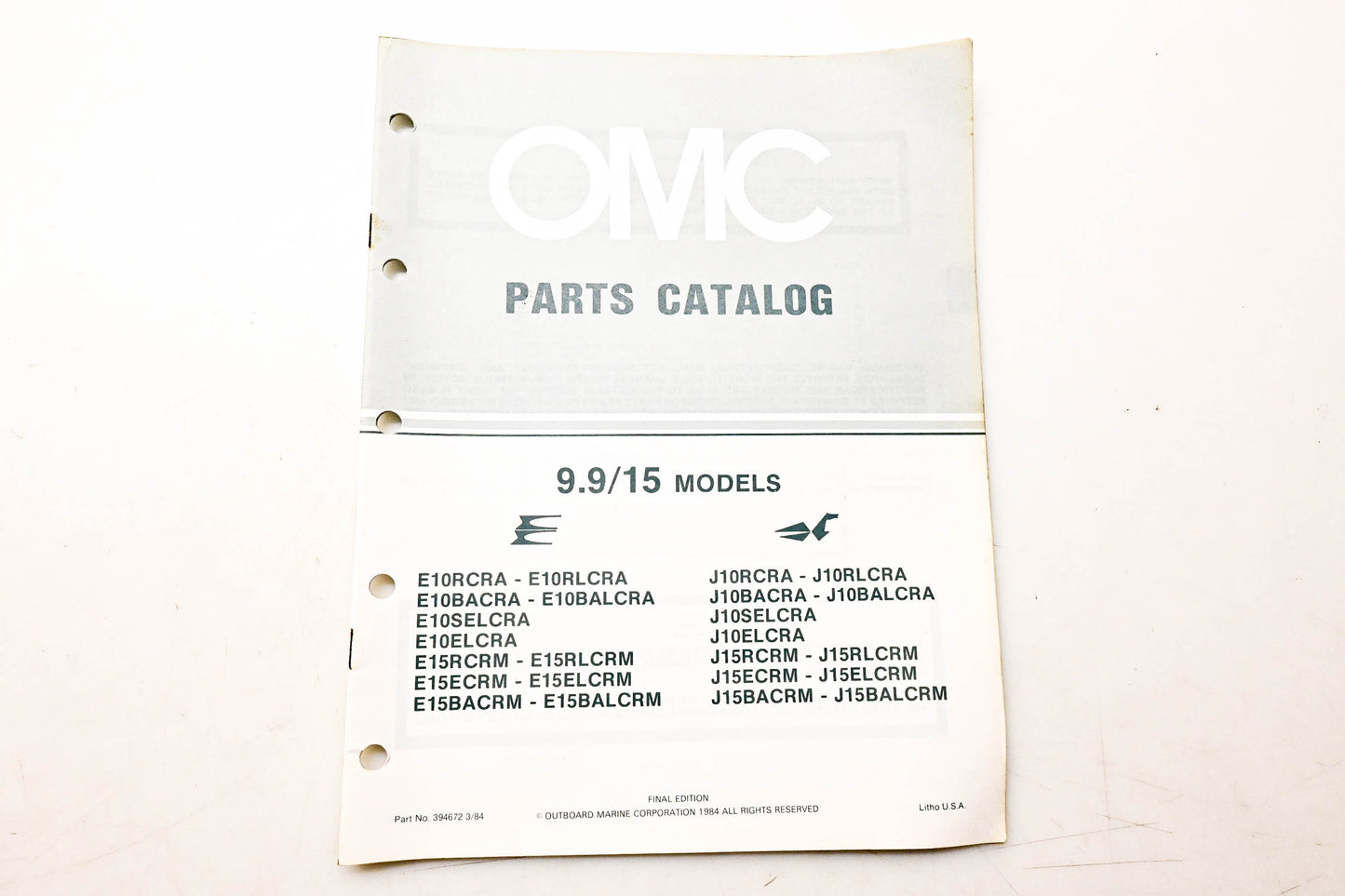 OMC 394672 Parts Catalog 9.9/15 Models