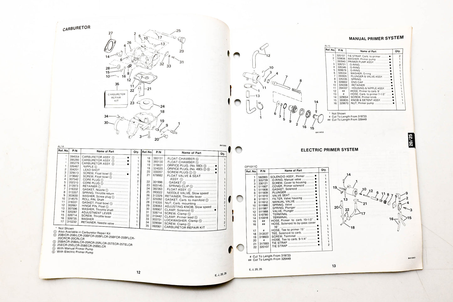 OMC 394673 Parts Catalog 20/25 Models