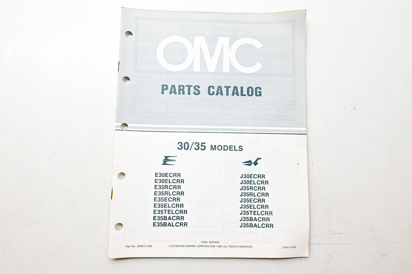OMC 394675 Parts Catalog 30/35 Models