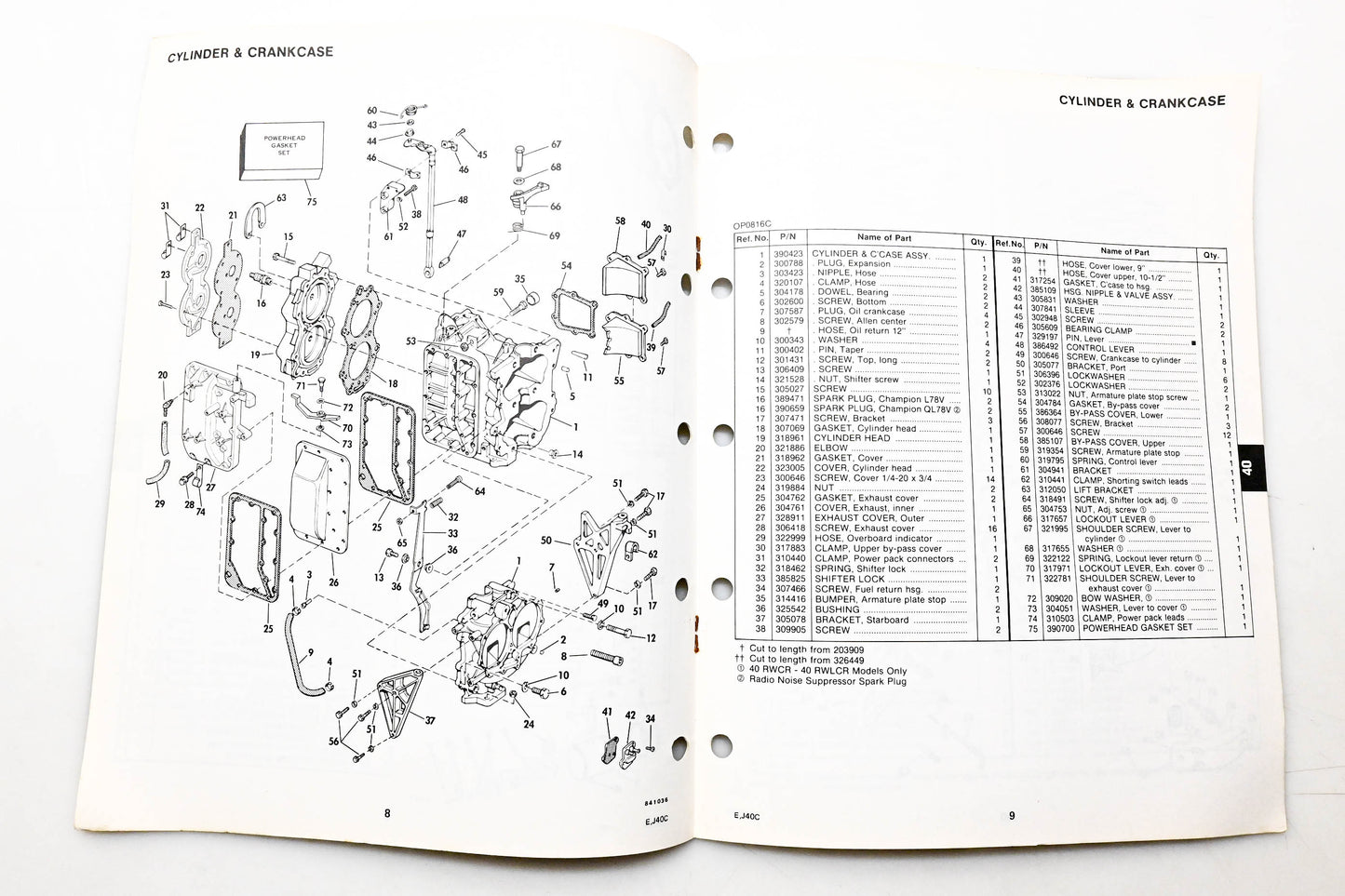 OMC 394676 Parts Catalog 40 Models
