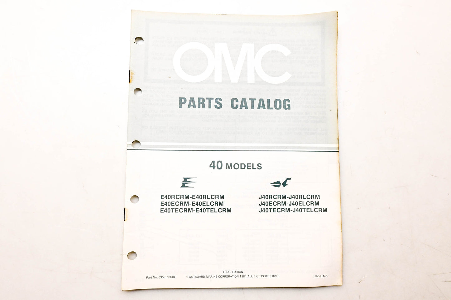 OMC 395510 Parts Catalog 40 Models