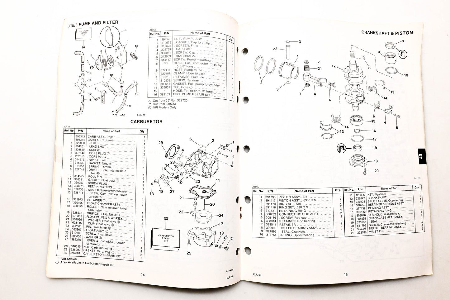OMC 395510 Parts Catalog 40 Models