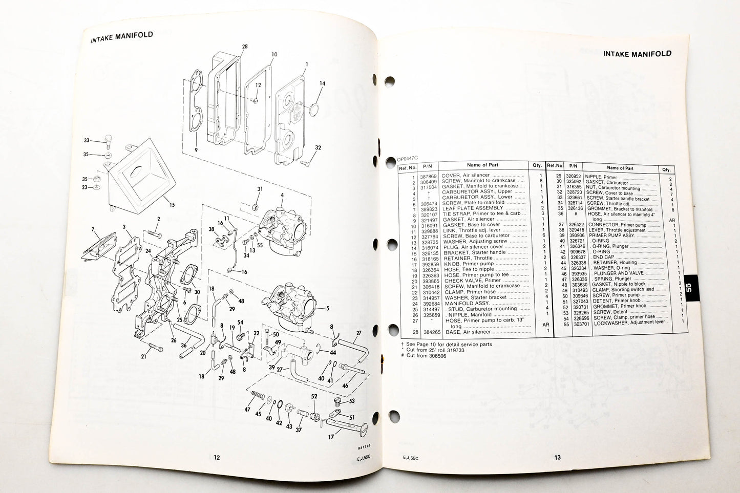 OMC 395065 Parts Catalog 55 Models
