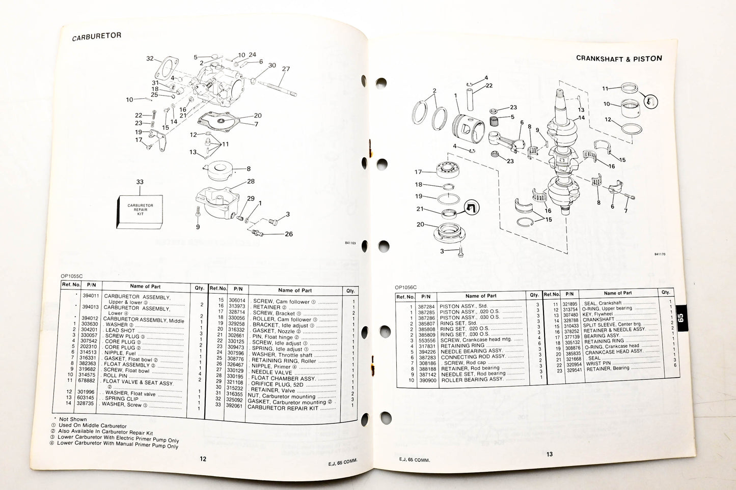 OMC 395066 Parts Catalog 65 Models