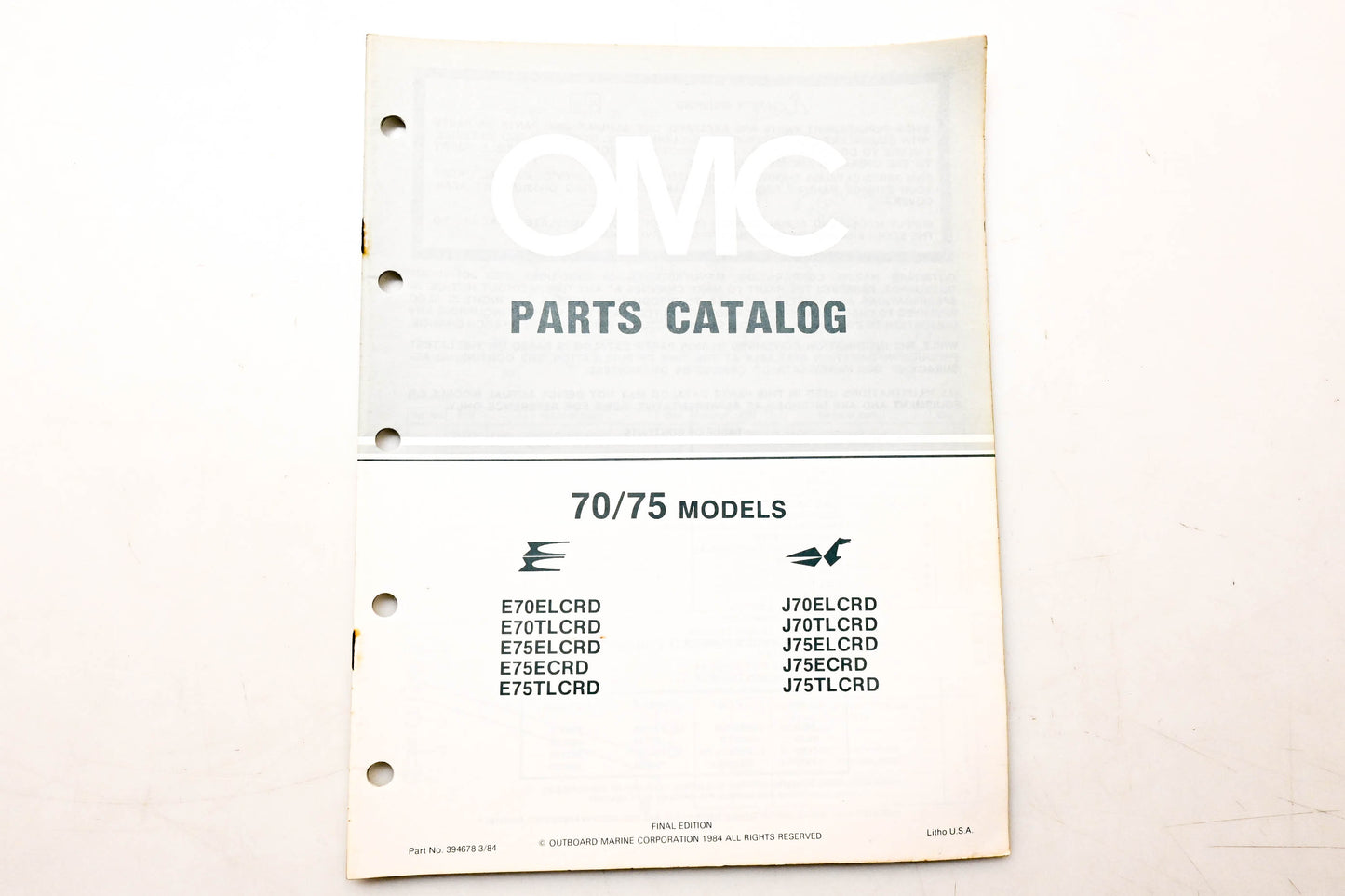 OMC 394678 Parts Catalog 70/75 Models