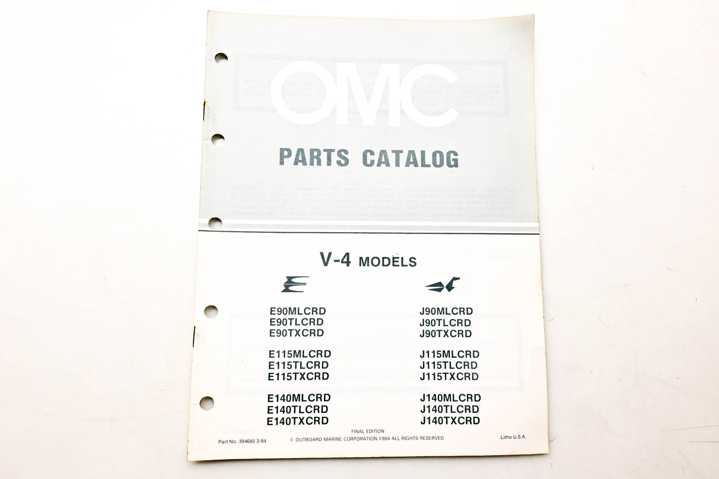 OMC 394680 Parts Catalog V-4 Models