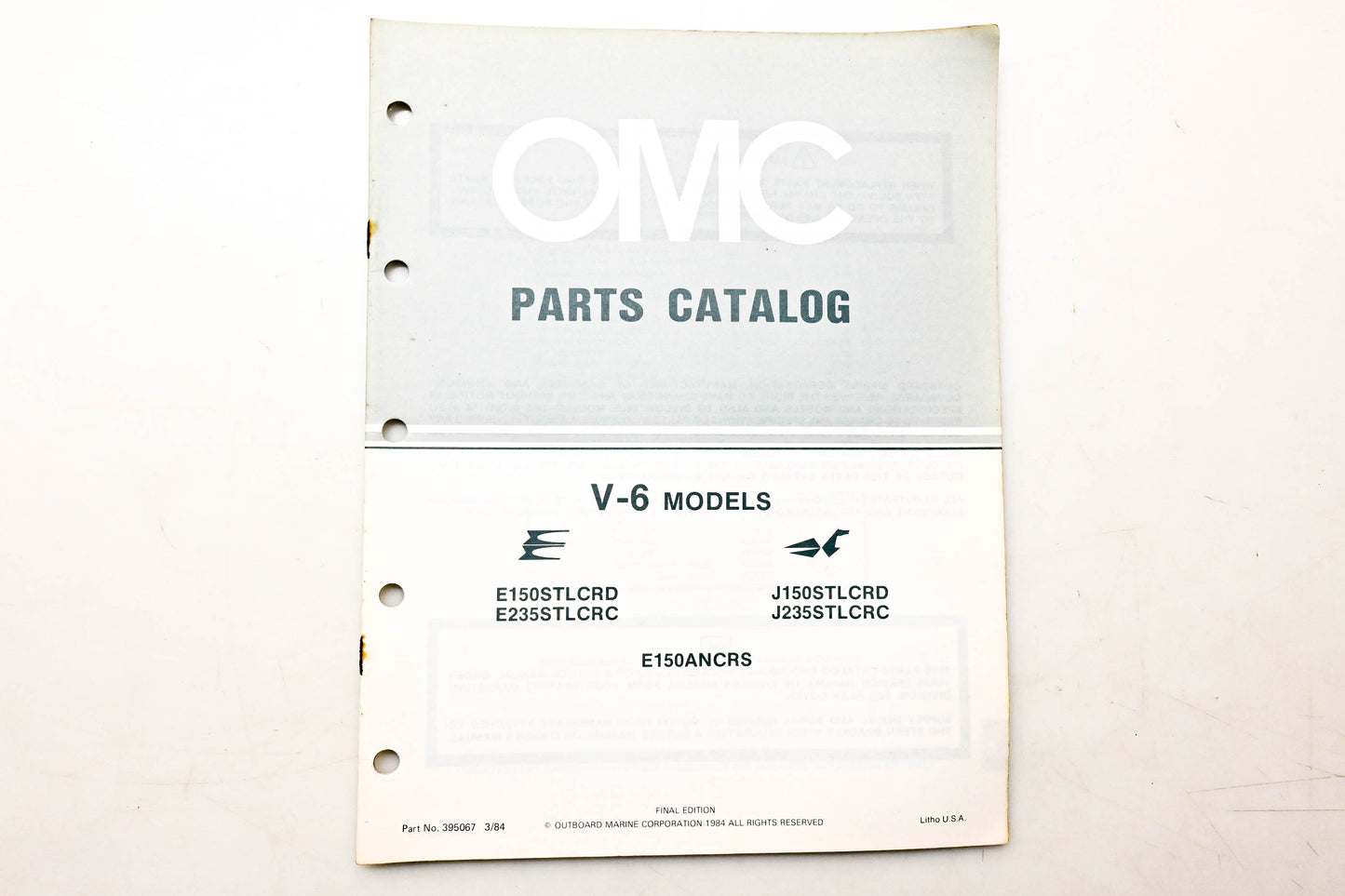 OMC 395067 Parts Catalog V-6 Models