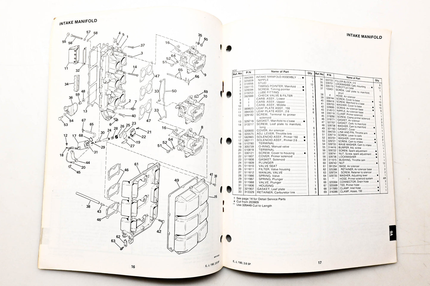 OMC 395067 Parts Catalog V-6 Models