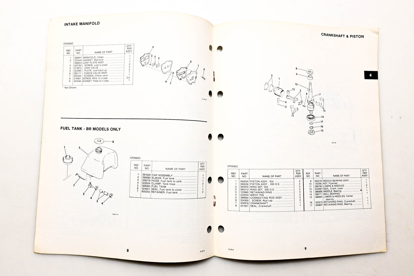 OMC 392985 Parts Catalog 4 Models