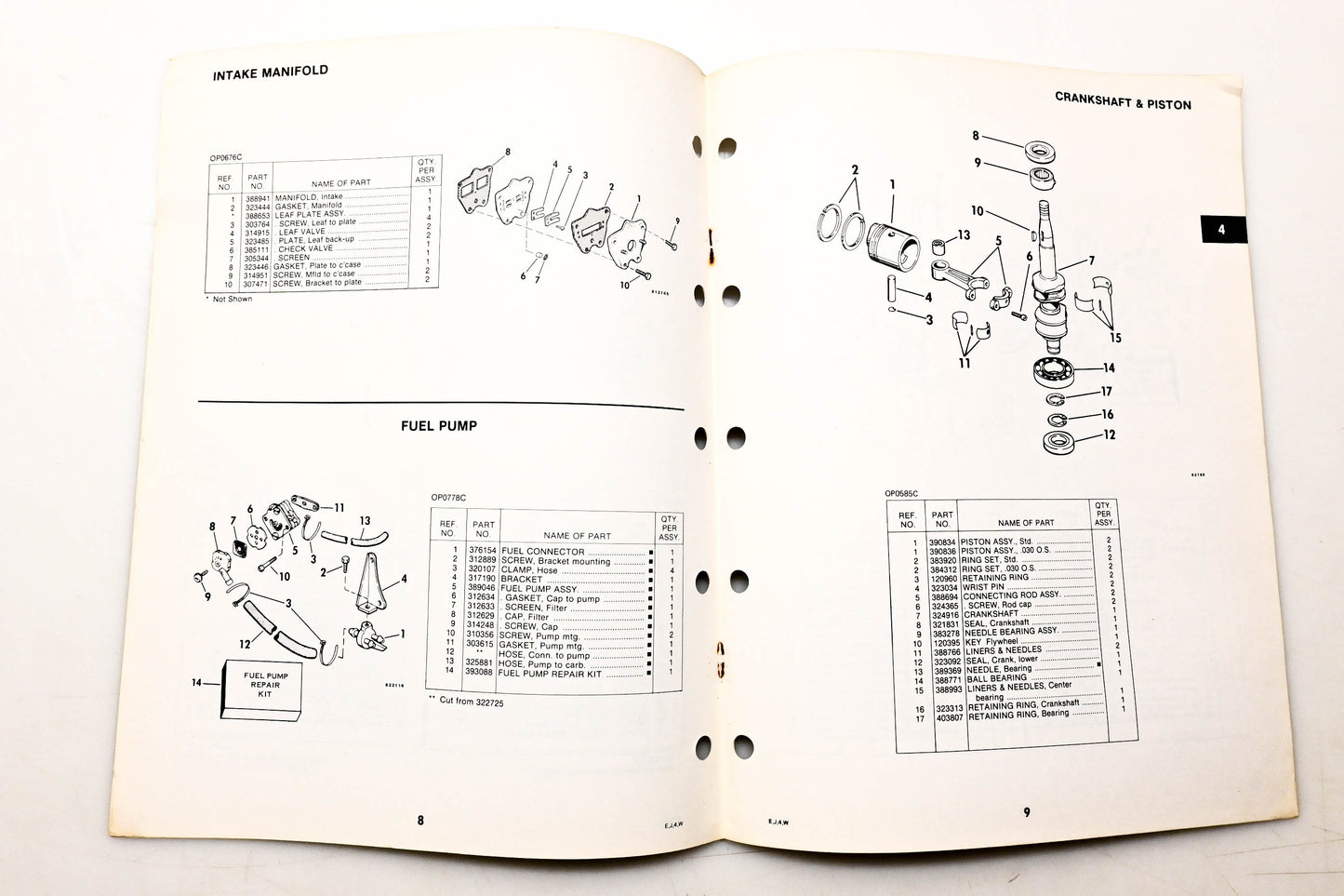 OMC 392984 Parts Catalog 4 Models