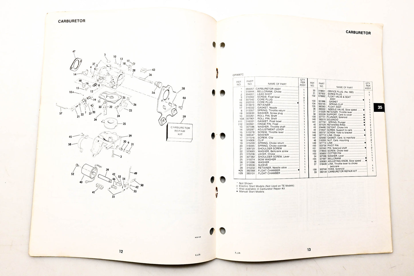 OMC 392977 Parts Catalog 35 Models