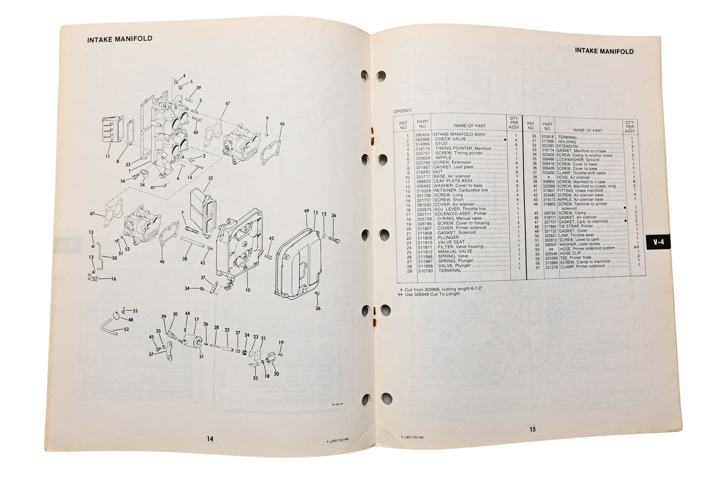 OMC 392980 Parts Catalog V-4 Models