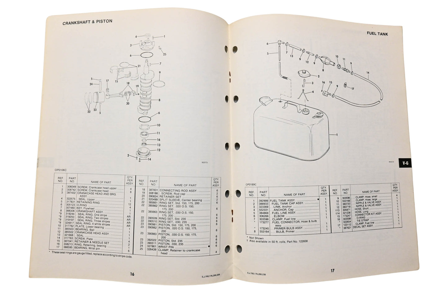OMC 392981 Parts Catalog V-6 Models