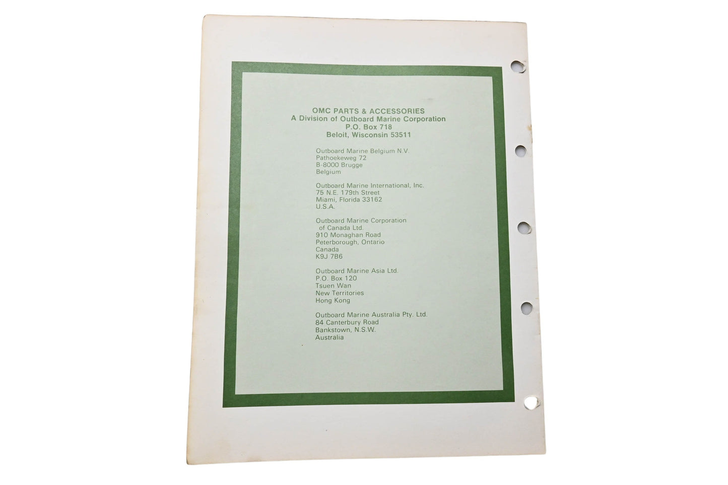 OMC 392296 Parts Catalog Electric Models