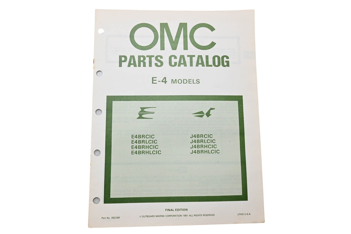 OMC 392299 Parts Catalog E-4 Models