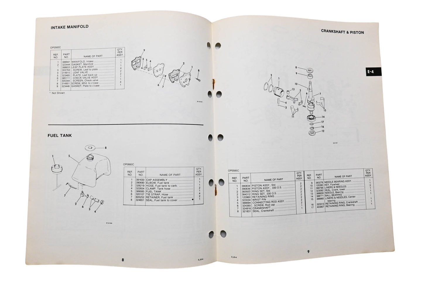 OMC 392299 Parts Catalog E-4 Models