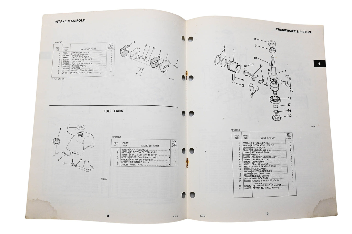 OMC 392298 Parts Catalog 4 Models