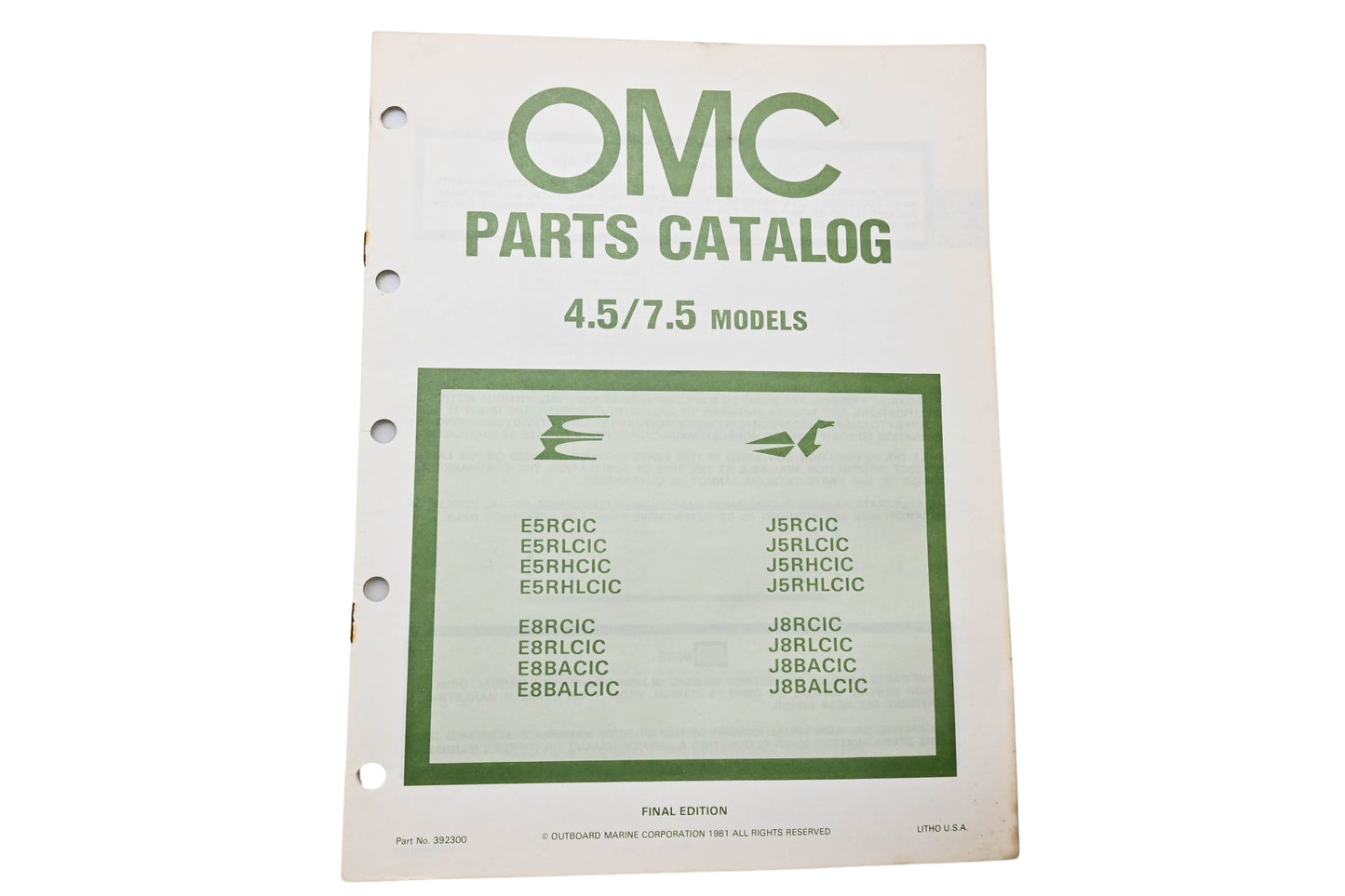 OMC 392300 Parts Catalog 4.5/7.5 Models