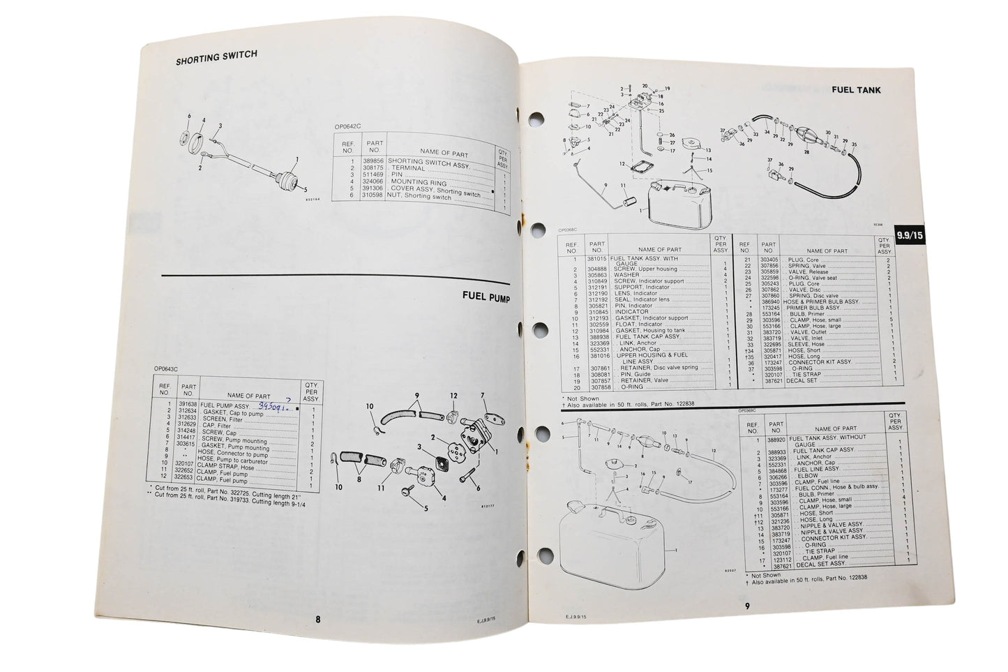 OMC 392301 Parts Catalog 9.9/15 Models