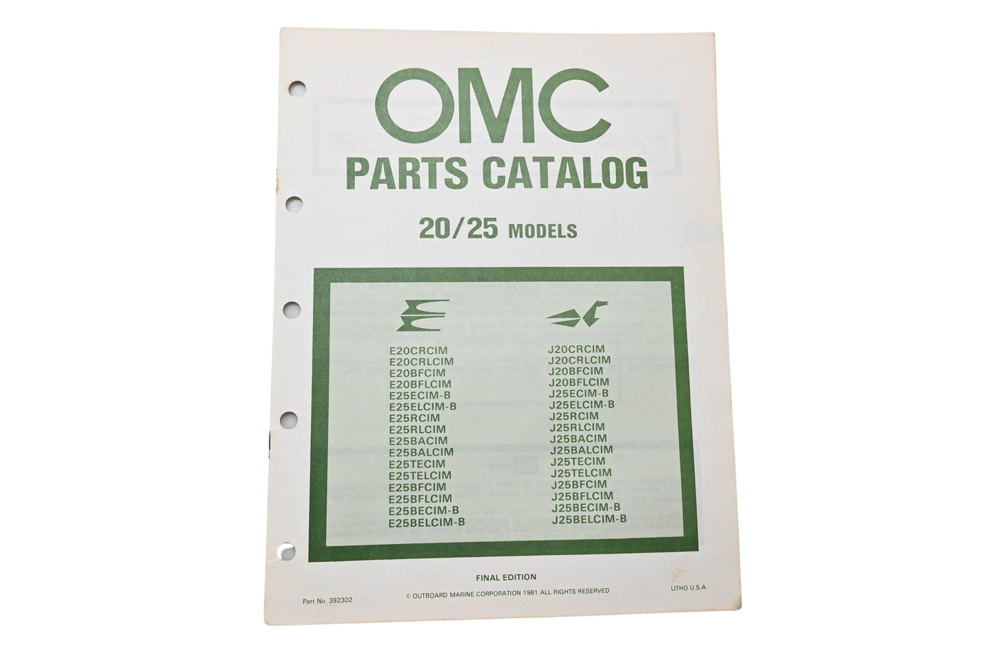 OMC 392302 Parts Catalog 20/25 Models