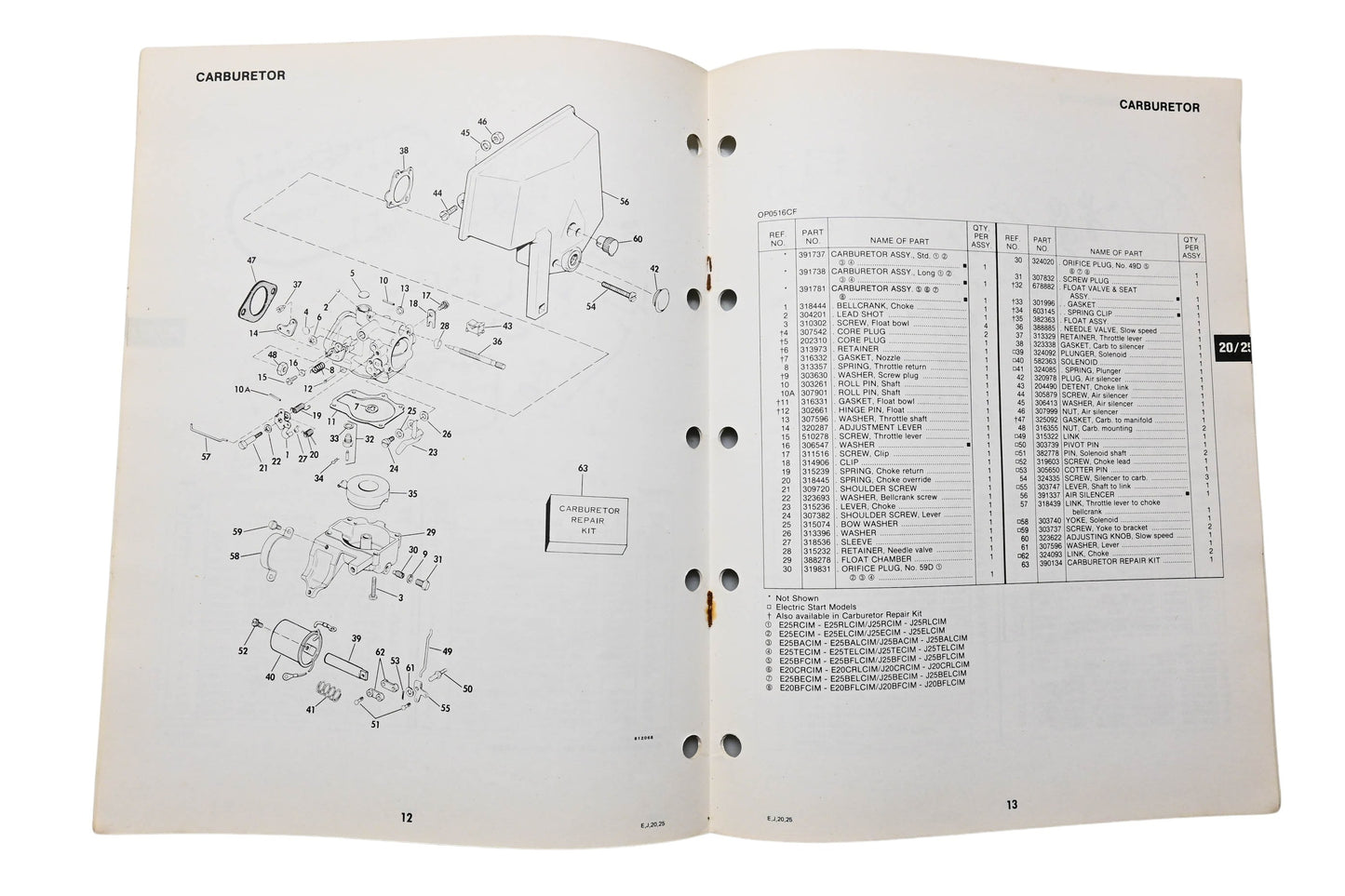 OMC 392302 Parts Catalog 20/25 Models