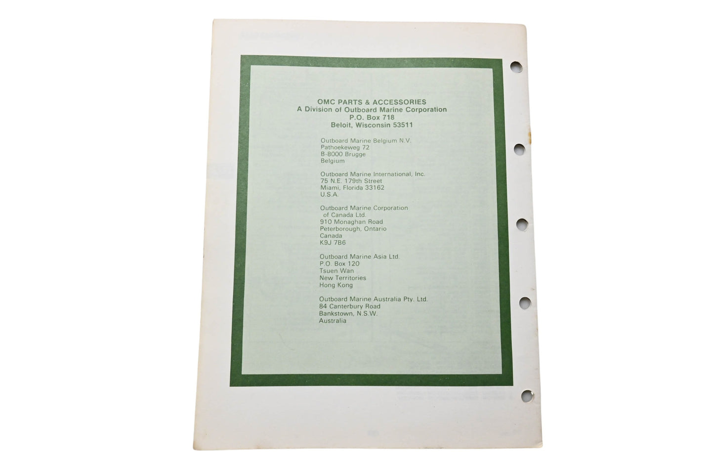 OMC 392302 Parts Catalog 20/25 Models