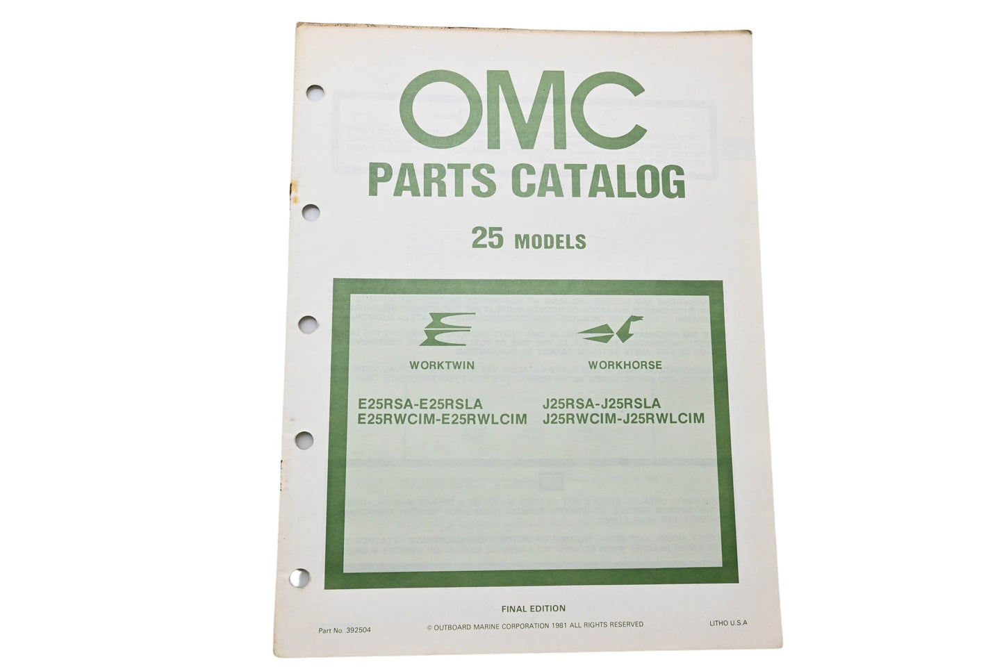 OMC 392504 Parts Catalog 25 Models