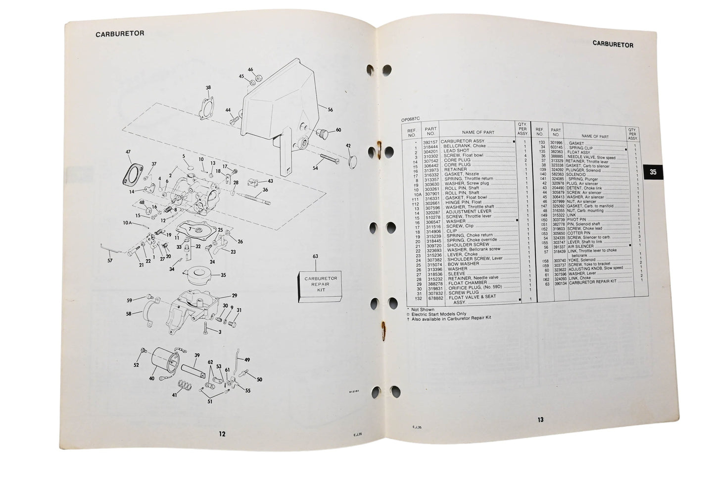 OMC 392695 Parts Catalog 35 Models