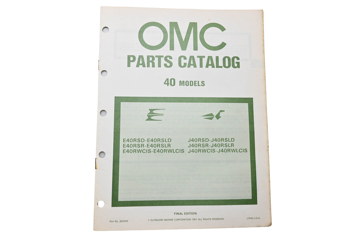 OMC 392505 Parts Catalog 40 Models