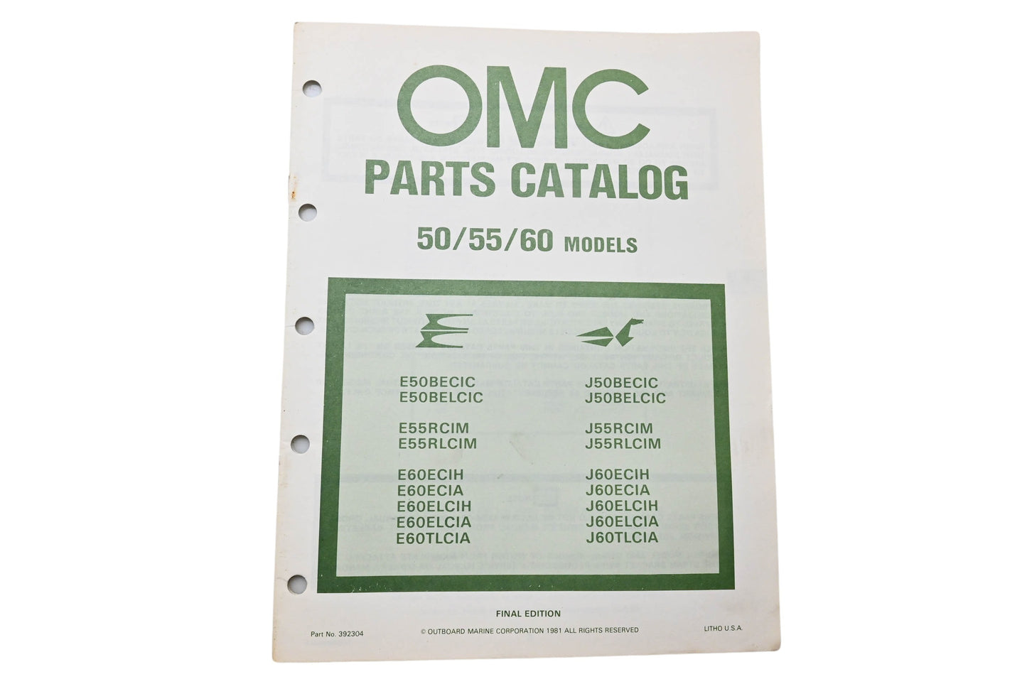 OMC 392304 Parts Catalog 50/55/60 Models