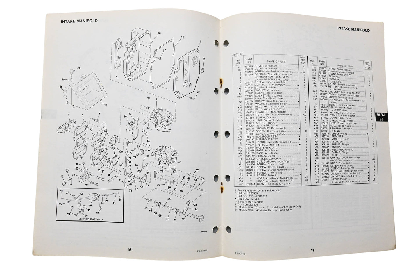 OMC 392304 Parts Catalog 50/55/60 Models